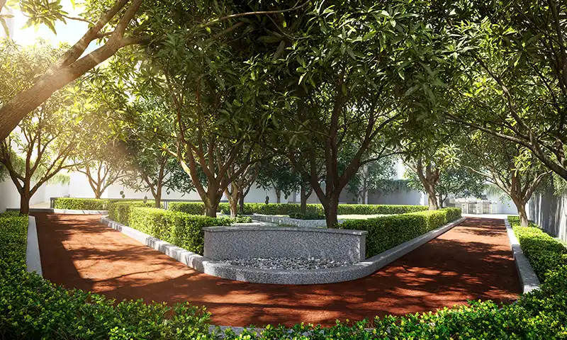 Central Vista landscaped garden and planting area